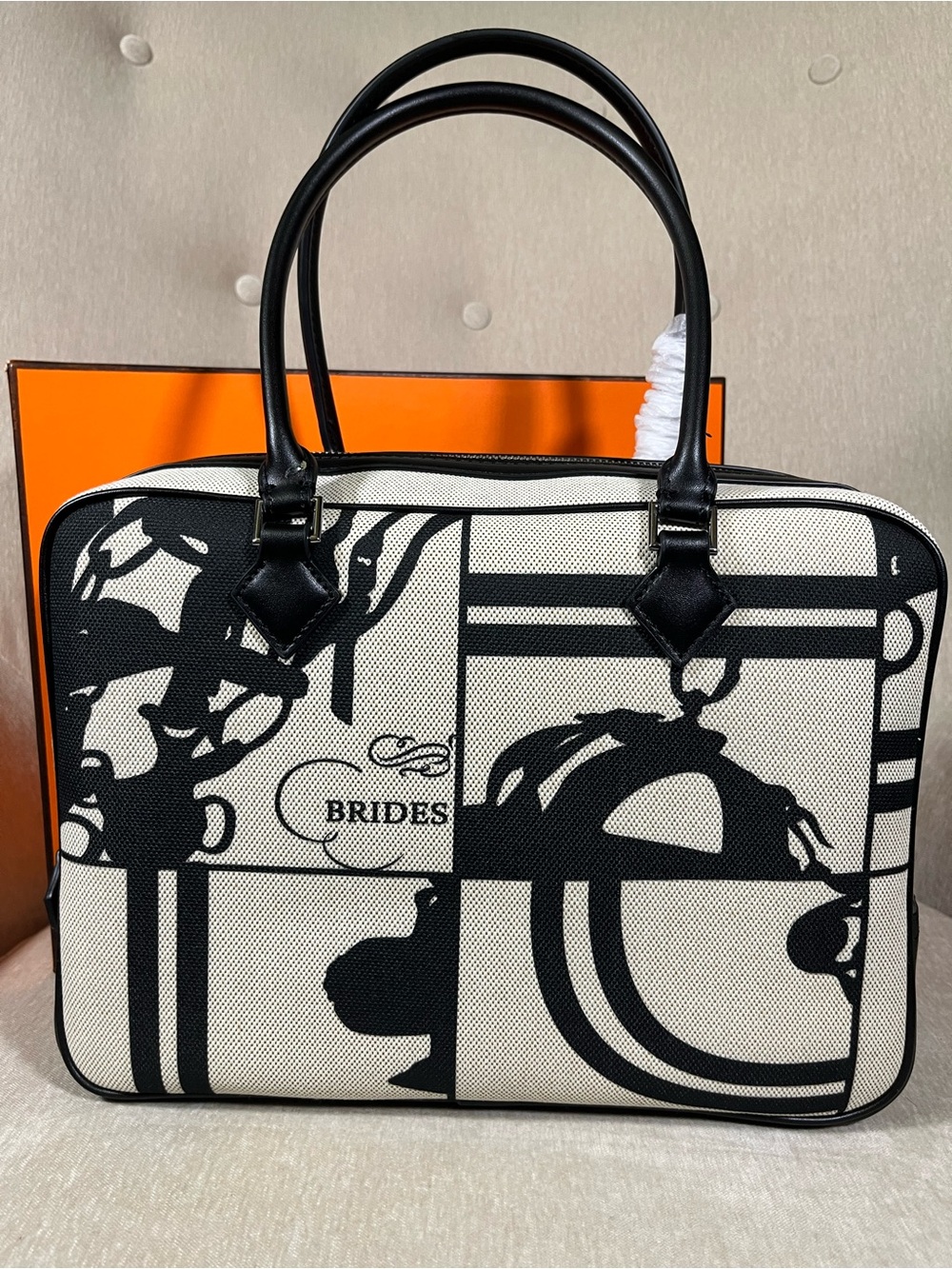 Black & White Graphic Canvas Tote Bag